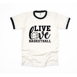 Simply Sage Market Women's Live Love Basketball Short Sleeve Ringer Tee - 1 of 4