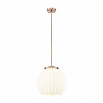White Venetian - 1 Light Stem Hung Pendant In Modern Style-17 Inches Tall and 13.75 Inches Wide
