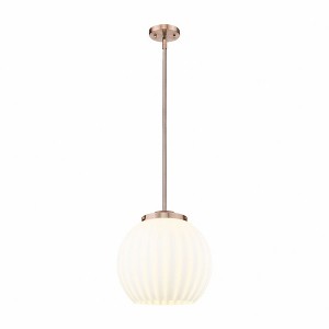 White Venetian - 1 Light Stem Hung Pendant In Modern Style-17 Inches Tall and 13.75 Inches Wide - 1 of 1