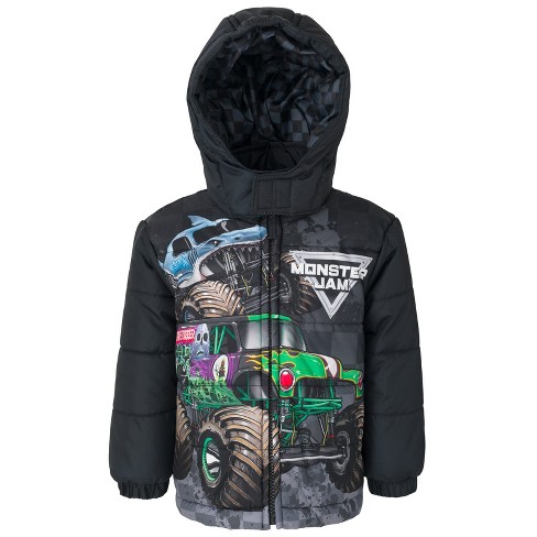 Monster Jam Grave Digger El Toro Loco Megalodon Zip Up Puffer Jacket Toddler - image 1 of 4