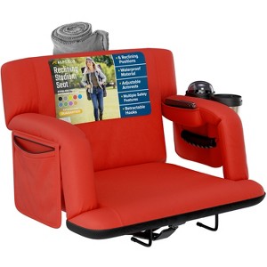 Reclining Stadium Seat for Bleachers with Back Support, Armrests, Cup Holder, Large Pockets, and Waterproof - 1 of 4