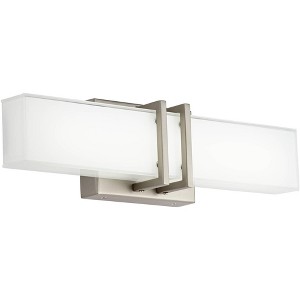 Possini Euro Design Exeter Modern Wall Light Brushed Nickel 17" Light Bar LED Fixture Silk Screened Glass Shade for Bedroom Bathroom Vanity Reading - 1 of 4