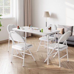 5-Piece Card Table Set,Folding Card Table and Chair Set of 5 Portable with Padded Tabletop - 1 of 4