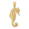 Black Bow Jewelry 14k Yellow Gold Large Textured Seahorse Pendant - 3 of 4