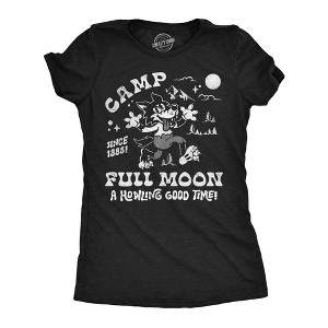 Womens Funny T Shirts Camp Full Moon Sarcastic Halloween Graphic Novelty Tee For Ladies - Crazy Dog Women's T Shirt For Halloween Season - 1 of 4