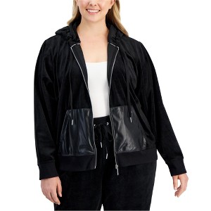 Calvin Klein Womens Velvet Comfy Zip Hoodie Sweatshirt - 1 of 1