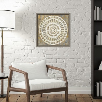 Neutral Abstract Medallion Canvas Wall Art in Frame