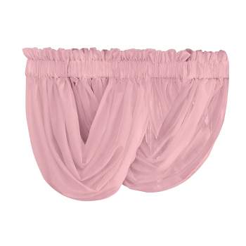 Collections Etc Scoop Two-Piece Rod Pocket Solid-Colored Sheer Valances for Windows, Decorative Accent and Added Privacy for Any Room in