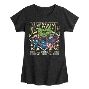 Girls' - Marvel - Avengers Concert Tee Style Fitted Short Sleeve Graphic T-Shirt - 1 of 4
