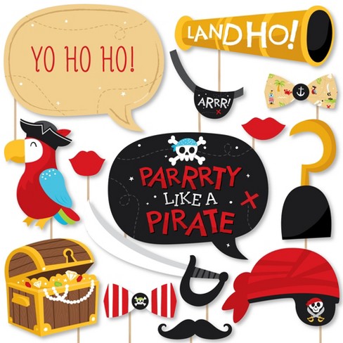Pirate Photo Booth Props Set - Fun Pirate Party Supplies for Kids Pira –  Playoshop