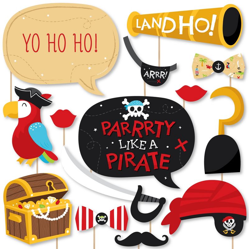Big Dot of Happiness Pirate Ship Adventures - Skull Birthday Party Photo Booth Props Kit - 20 Count, 1 of 7