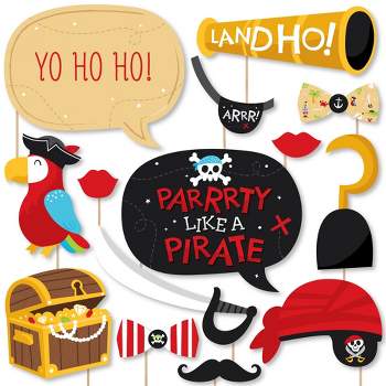 Big Dot of Happiness Pirate Ship Adventures - Skull Birthday Party Photo Booth Props Kit - 20 Count
