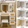 Rattan Vanity Desk, Makeup Vanity Table with Adjustable LED Light and Mirror, Large Storage Space with 4 Drawers and 2 Tiers of Open Shelves, White - 3 of 4