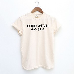 Simply Sage Market Women's Good Witch Bad Attitude Short Sleeve Garment Dyed Tee - 1 of 2