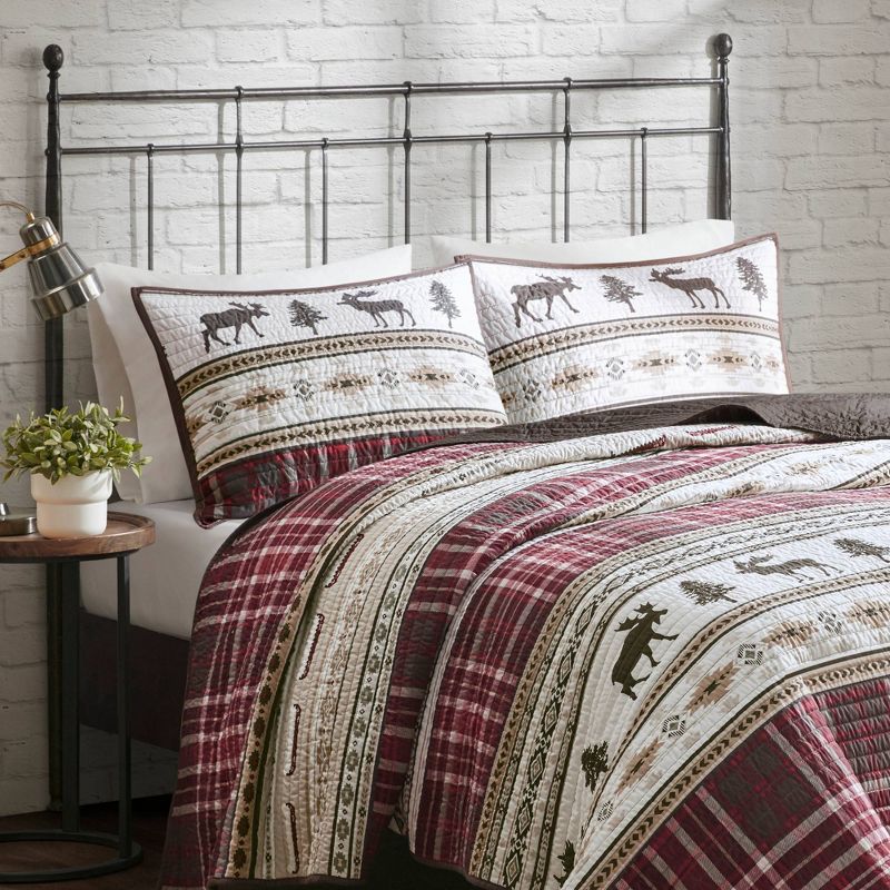 Woolrich 3pc Winter Valley Oversized Quilt Set Red/Brown, 5 of 13