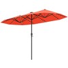 Costway 13 FT Large Patio Umbrella with LED Solar Lights Crank Handle 12 Heavy-Duty Ribs Beige/Brown/Gray/Navy/Orange/Wine - 2 of 4