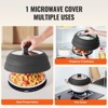 VEVOR Microwave Splatter Cover & Mat, 10.8" Collapsible Microwave Lid for Food, 500°F Heat-Resistant Silicone & Tempered Glass Splatter Guard, Black - 4 of 4
