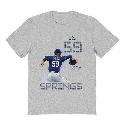 MLBPA Men's Springs Pw Licensed Mlb Jeffrey Springs Tampa Bay Rays Baseball Diamond Shape Short Sleeve Graphic Cotton T-Shirt - Sport Grey S