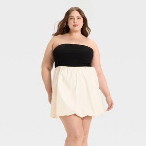 Women's Tube Bubble Mini A-Line Dress - A New Day™ Black/Cream - 1 of 3