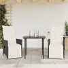 vidaXL Reclining Patio Chair with Cushions Black Poly Rattan - 2 of 4