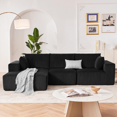 SweDrea Beige Cloud Sectional Couch with Deep Seat