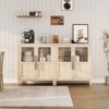 29" Large Buffet Sideboard Cabinet with 2 Glass Doors and Shelves - 3 of 4