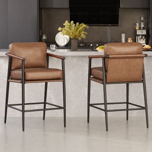 Spruce&Spring Modern Counter Stools  with Metal & Wood - 1 of 4