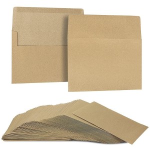 Juvale 100-Pack Brown Kraft Paper A7 Envelopes for 5"x7" Greeting Cards Photos Invites - 1 of 4