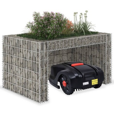 vidaXL Lawn Mower Garage Silver Steel wire 43.3 x 31.5 x 23.6 in