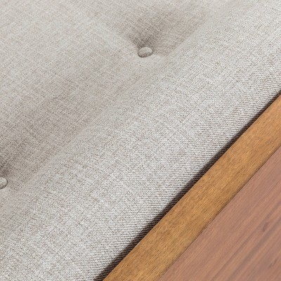 Beige and Dark Walnut Mid-Century Modern Chaise Lounge