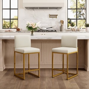 Captiva Designs 24 inch Height Bar Stool with Padded Seat and Back & Sturdy Steel Frame & Footrest - 1 of 4