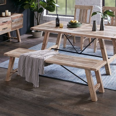 Reclaimed Pine and Gunmetal 66" Rustic Dining Bench