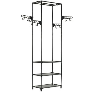 VidaXL Clothes Rack Steel and Non-woven Fabric 21.7"x11.2"x68.9" Black - 1 of 4