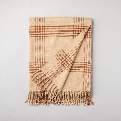 Heritage Plaid with Twisted Fringe Throw Blanket Tonal Brown - Hearth & Hand™ with Magnolia