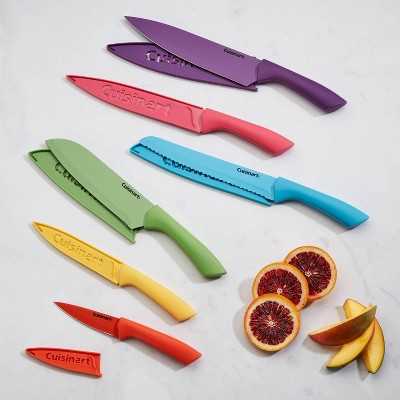 Cuisinart Advantage 12pc Ceramic-Coated Color Knife Set With Blade Guards- C55-12PRC2: Multicolor Stainless Steel Cutlery