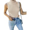 Women's Mock Turtle Neck Sweater Vest Sleeveless Knit Pullover Tank Tops Casual Trendy Slim Fitted Tops - 3 of 4
