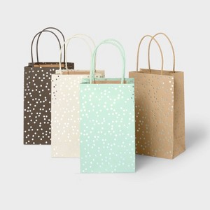 4pk XS Silver Foil Dots Gift Bags - Spritz™: Polka Dot Paper, Classic Patterns, All Occasions, Small Gift Bag Pack - 1 of 3