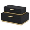 HomeRoots Set of Two Black And Gold Striped Nesting Storage Boxes With Lids - 4 of 4