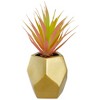 Northlight 8" Green Artificial Sword Grass in a Gold Geometric Pot - 3 of 4