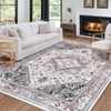 Vintage Washable Floral Printed Area Rug with Non-Slip Backing Farmhouse Oriental Distressed Low Pile Carpet - 2 of 4