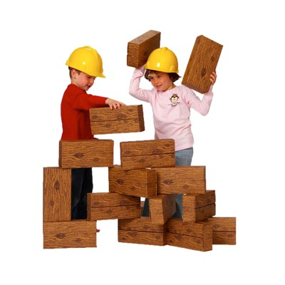 24-Piece Giant Construction Block Set with Timber and Cinder Blocks