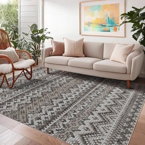 Acekool Boho Runner Rug 2x6, Non-Slip Washable Bohemian Pattern Low Pile Carpet for Kitchen, Bathroom, Bedroom, Soft Floor Cover Red - 1 of 4
