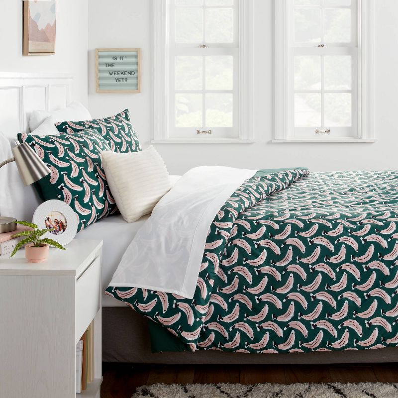 Microfiber Reversible Banana Print Comforter Dark Green - Room Essentials™, 2 of 7