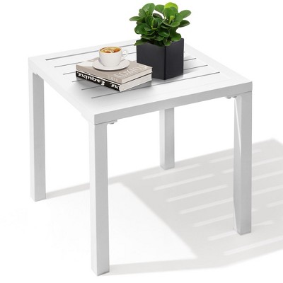 Crestlive Products Aluminum Outdoor Side Table Pool Lounge Chair Side Table Weather Resistant Small Square Coffee End Table