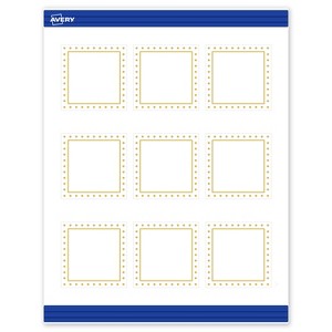 Avery Printable Square Cards, Gold Border with Gold Dots, 2.5" x 2.5", Matte White Square Cards, Laser/Inkjet, 90ct, Great for Business Cards - 1 of 4