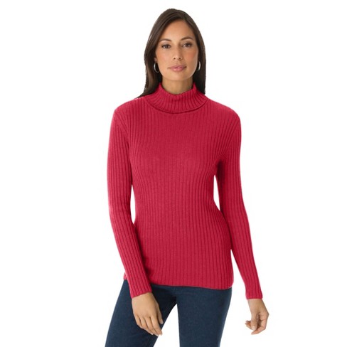 Jessica London Women's Plus Size Ribbed Cotton Turtleneck Sweater - 38/40,  Red : Target