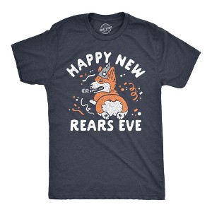 Mens Happy New Rears Eve T Shirt Funny New Years Corgi Puppy Butt Joke Tee For Guys - Crazy Dog Men's T Shirt - 1 of 4