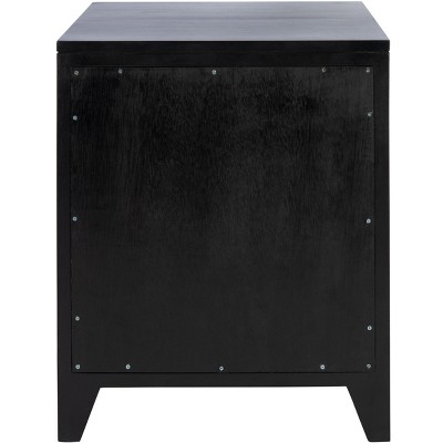 Devon Coastal Black Mahogany and Natural Rattan Nightstand