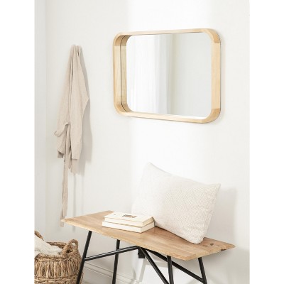 Hutton Natural Wood Rounded Radius Rectangular Wall Mirror 20x30