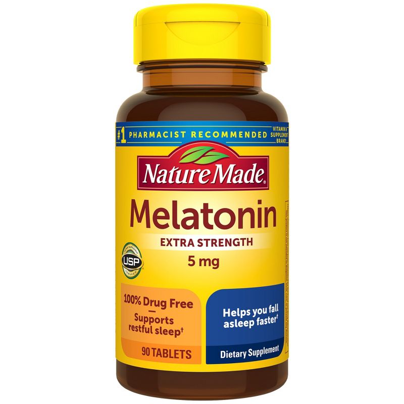 Nature Made Melatonin 5mg 100% Drug Free Sleep Aid for Adults Tablets - 90ct, 3 of 13